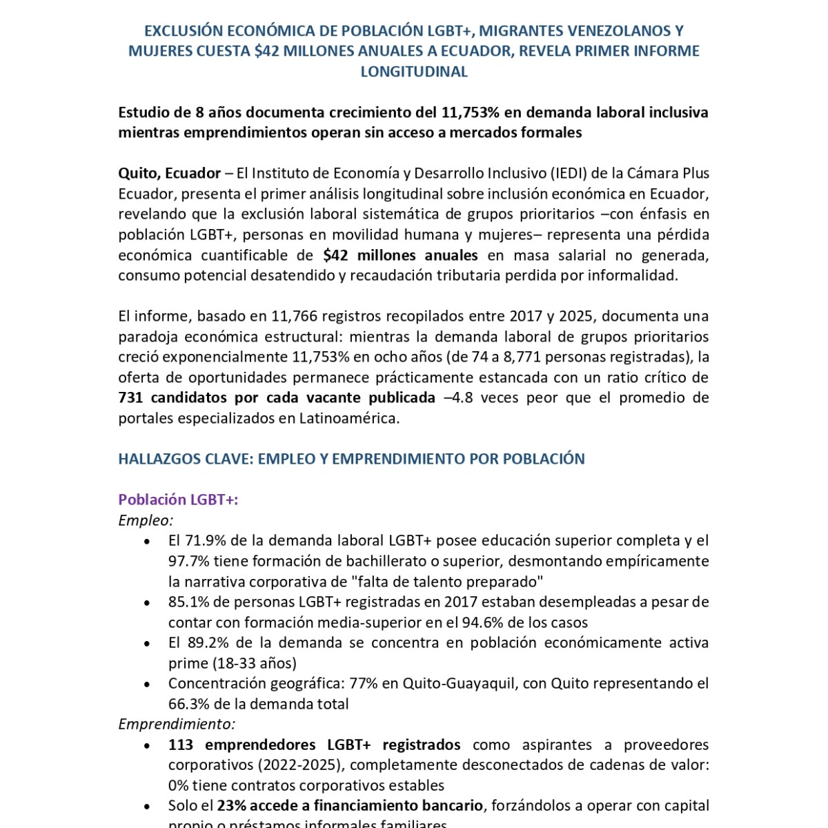 $42 Millones Perdidos: La Realidad de la Exclusión Laboral en&nbsp;Ecuador